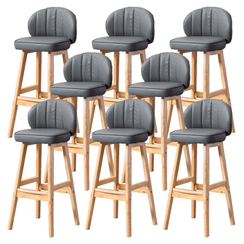 Industrial Solid Wood Bar Stools PU Leather Barstools with Low Back