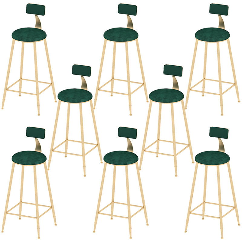 Low Back Dining Stools Round Upholstered Bar Stools with Footrest Gold Green 8 Piece Set Clearhalo 'Bar Furniture' 'Bar Stools' 'bar_stools' 'furn' 'furn_bar_stools' 'Furniture' 'Kitchen & Dining Furniture' 7030677