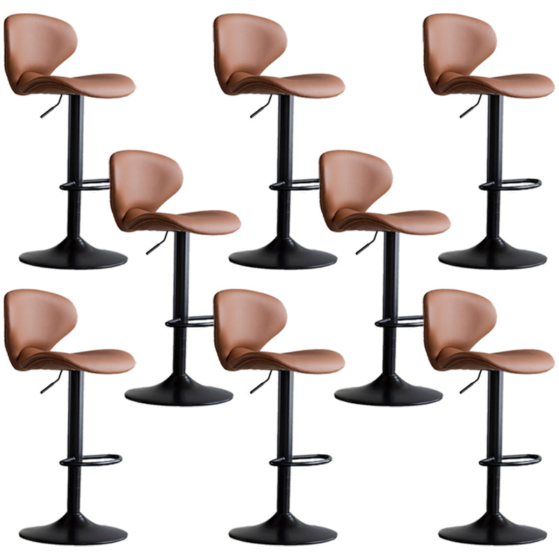 Swivel Adjustable Height Bar Stool Industrial Faux Leather Bar Stool with Footrest