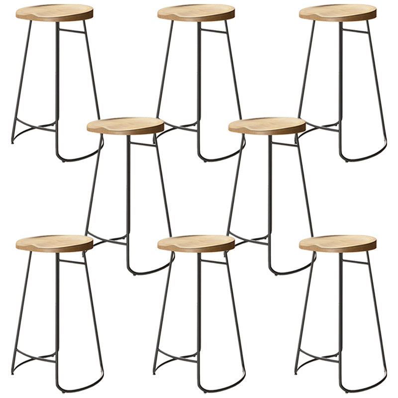Modern Dining Stools Contoured Seat Bar Stools with Metal Base