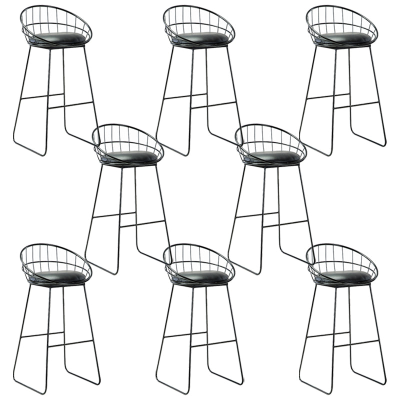 Black Metal Bar Stool Industrial Bar Height Armless Stool with Cushion Black 8 Piece Set Clearhalo 'Bar Furniture' 'Bar Stools' 'bar_stools' 'furn' 'furn_bar_stools' 'Furniture' 'Kitchen & Dining Furniture' 7030888