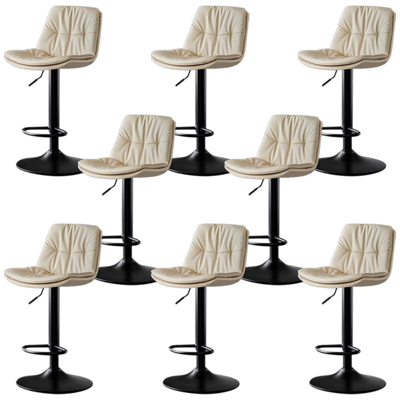 Faux Leather Bar Stools Swivel Adjustable Height Barstool with Footrest