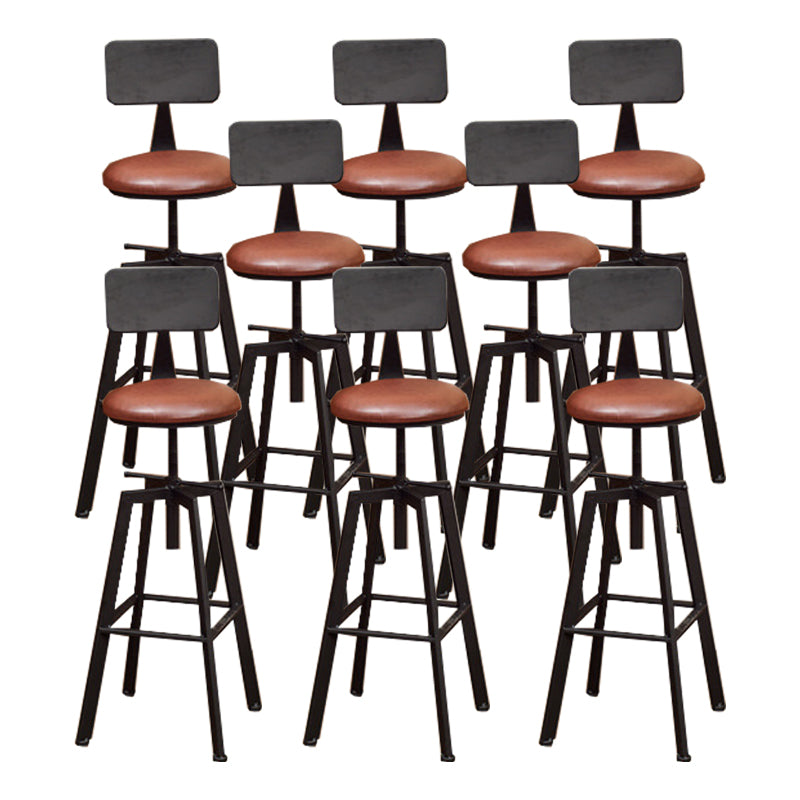 Industrial Metal Bar Stool Swivel Adjustable Height Patio Bar Stool Black 8 Piece Set Clearhalo 'Bar Furniture' 'Bar Stools' 'bar_stools' 'furn' 'furn_bar_stools' 'Furniture' 'Kitchen & Dining Furniture' 7031004