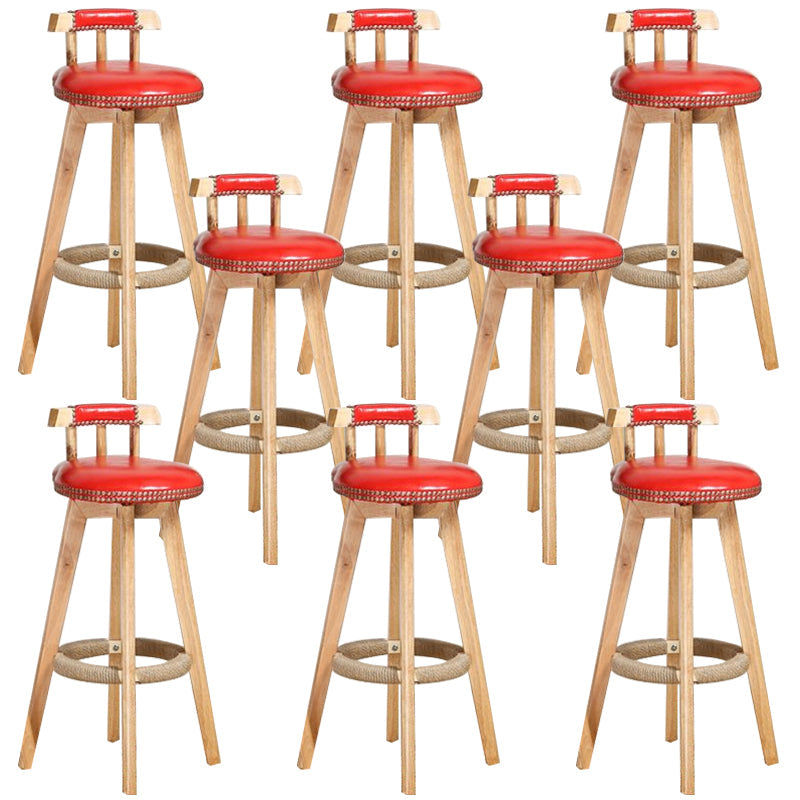 Industrial Low Back Dining Stools Armless Bar Stools with Wood Base