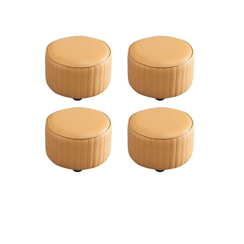 Leather Standard Stool Modern Style Simple Household Round Footstool Beige 4 Piece Set Clearhalo 'furn' 'furn_ottomans_poufs' 'Furniture' 'Living Room Furniture' 'Ottomans & Poufs' 'ottomans_poufs' 7034703
