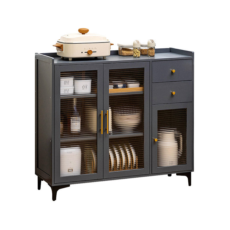 Modern Style Dining Server Acrylic Doors Dining Server in Gray 39"L x 13"W x 35"H Clearhalo 'buffet_sideboard' 'Buffets & Sideboards' 'furn' 'furn_buffet_sideboard' 'Furniture' 'Kitchen & Dining Furniture' 7034867