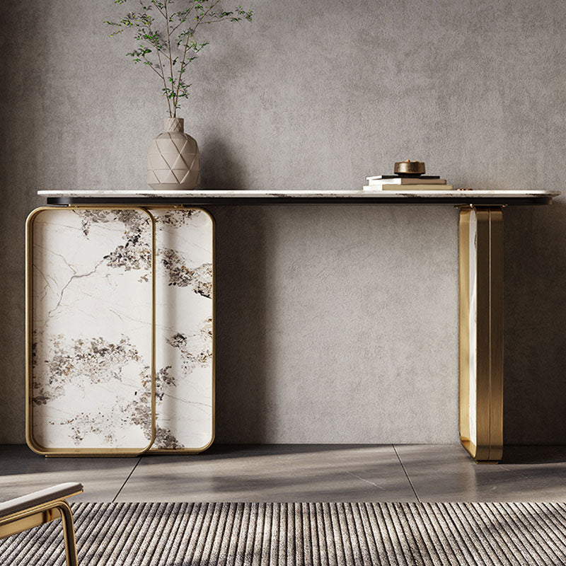 Tavolo accento console dorata glam tavolo di divano console in pietra per hall