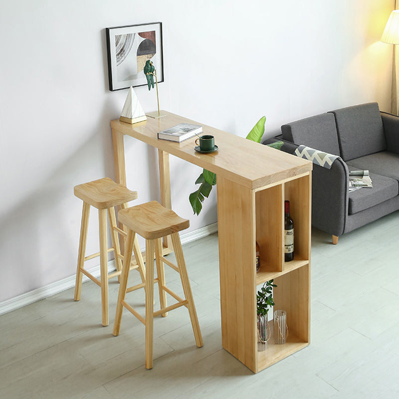 Table de table à double piédestal ensemble 2/3 pcs table de bar en bois massif et tabourets sans dos