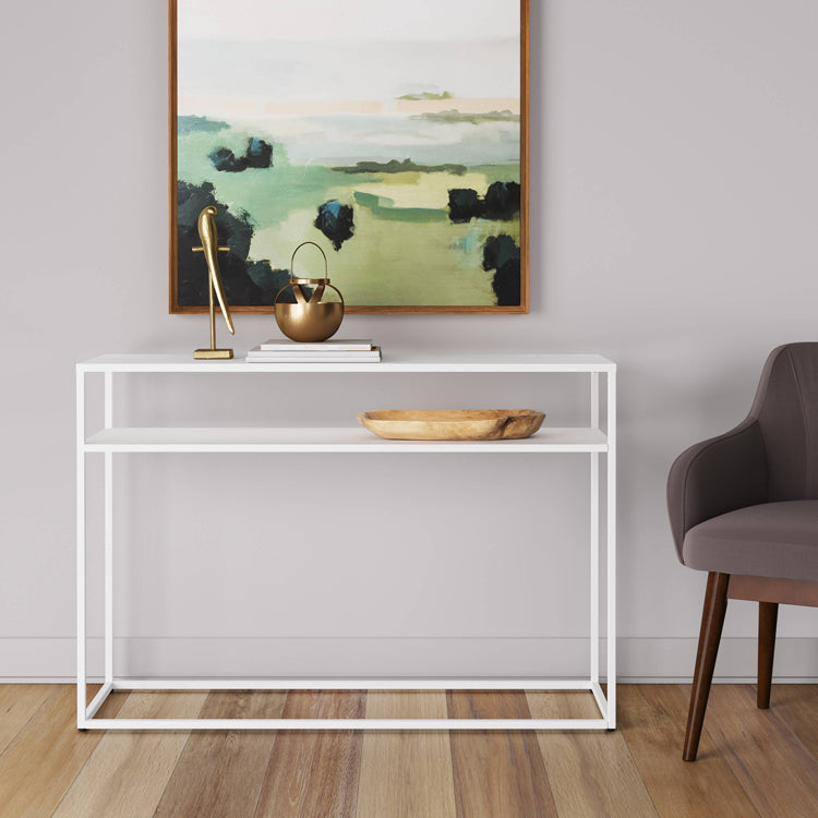 Contemporary Style Console Table Rectangle Metal Accent Table for Hall
