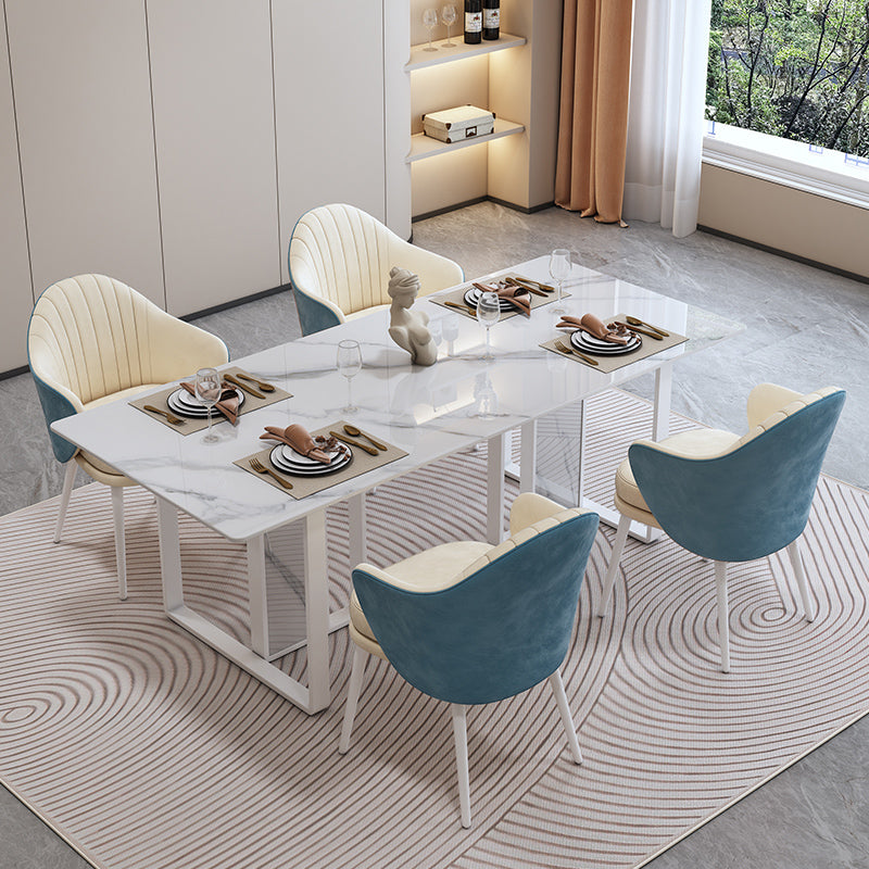 Moderne Rechteckstein -Esstisch 1/5 Stück Essset für Cafe