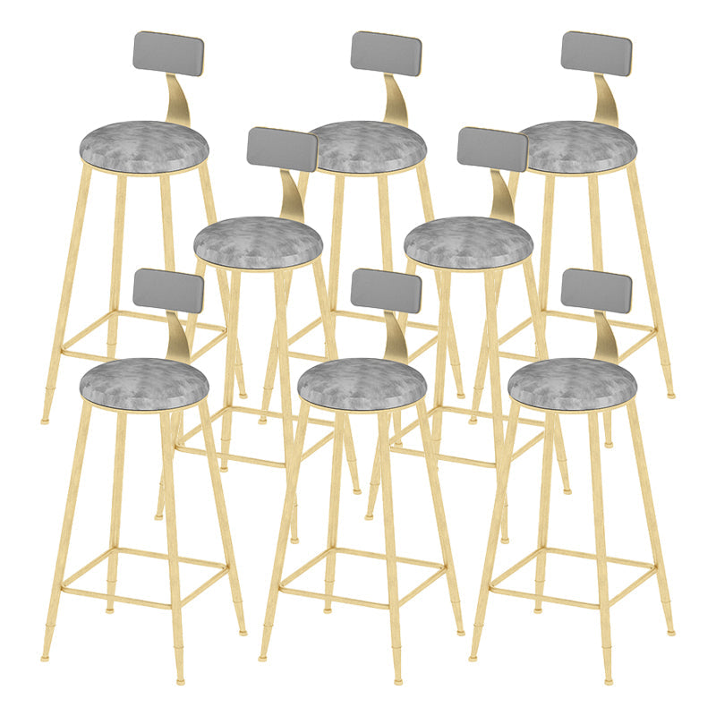 Low Back Upholstered Dining Stools Round Armless Bar Stools with Footrest