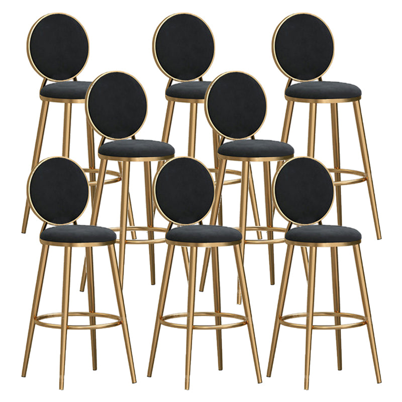 Round Seat Indoor Bar Stool Upholstered Bar Stools with Gold Frame