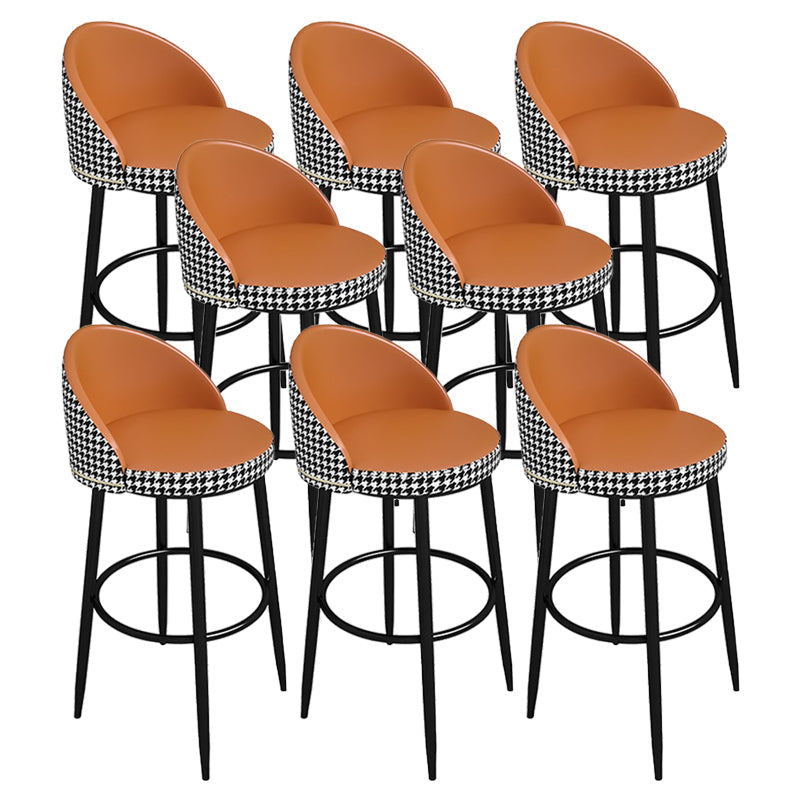 Low Back Upholstered Dining Stools Bucket Bar Stools with Footrest