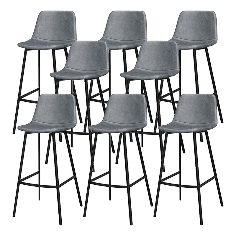 Industrial Metal Bar Stool Faux Leather Indoor Bar Stool with Black Legs