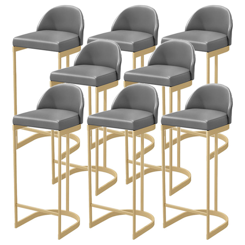 Upholstered Dining Stool Bucket Bar Stool with Gold Metal Base