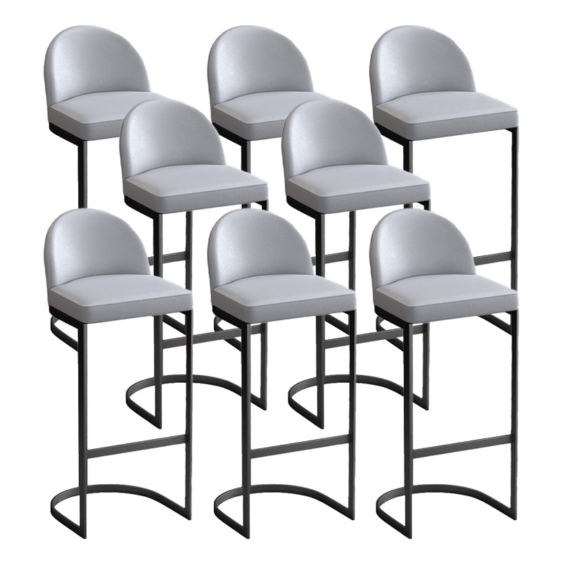 Glam Upholstered Dining Stool Low Back Bucket Bar Stool with Metal Base