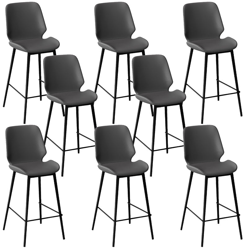 Low Back Upholstered Dining Stools Bucket Bar Stools with Metal Base