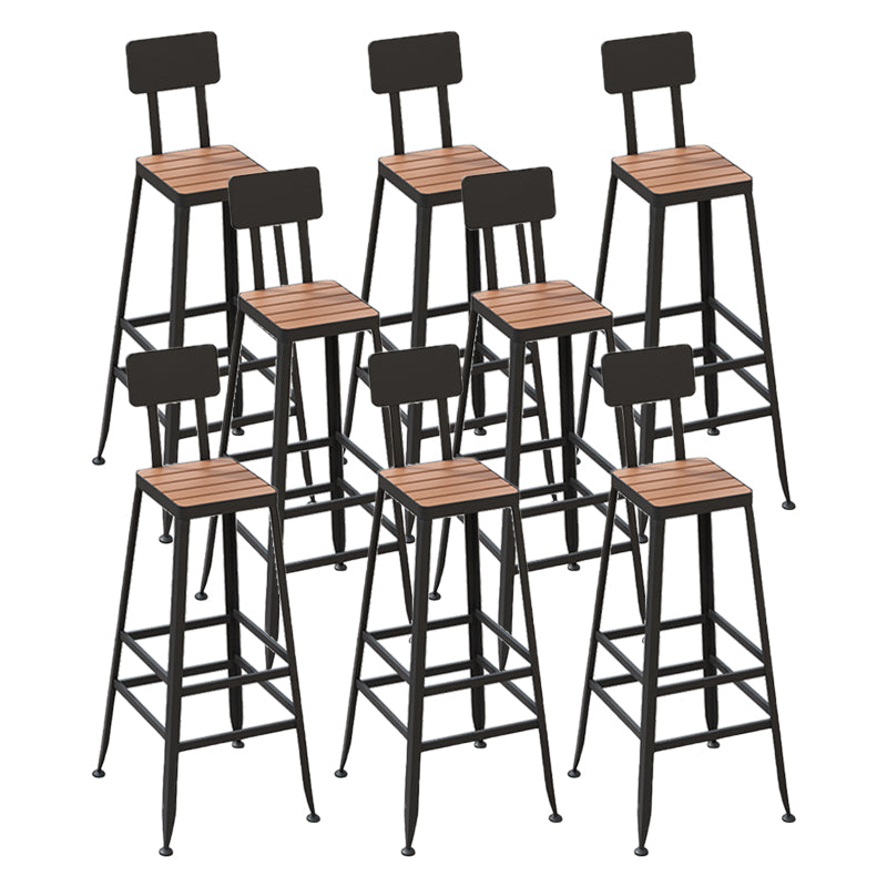Contemporary Dining Stools Metal Low Back Bar Stools with Footrest Black 8 Piece Set Clearhalo 'Bar Furniture' 'Bar Stools' 'bar_stools' 'furn' 'furn_bar_stools' 'Furniture' 'Kitchen & Dining Furniture' 7041131