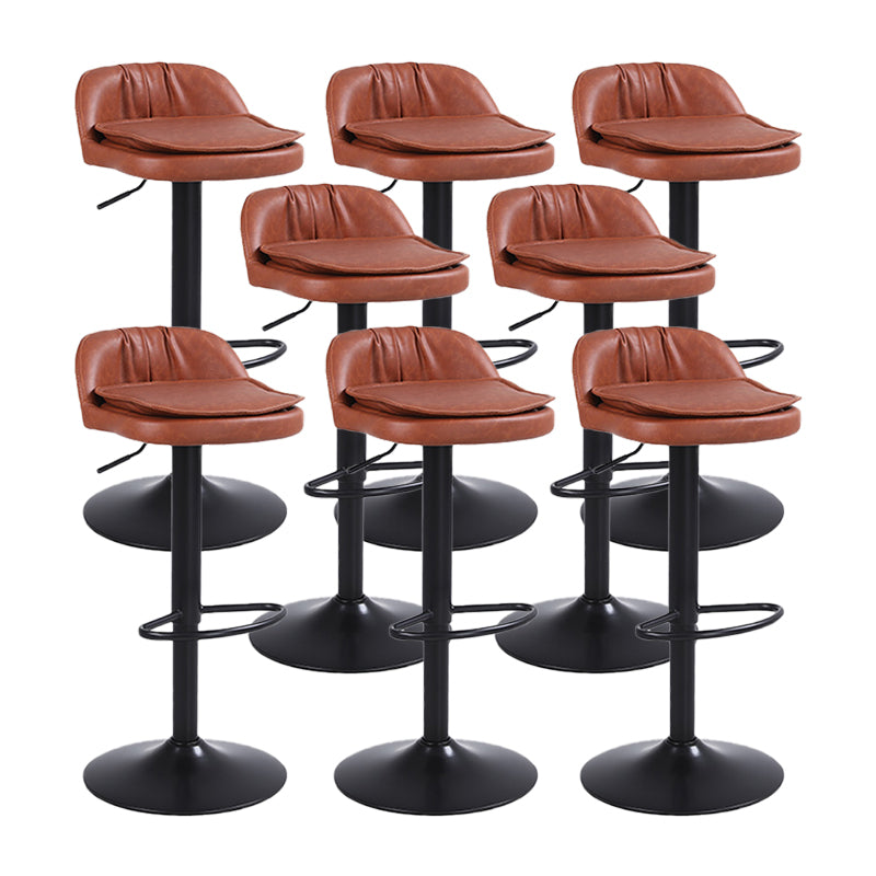 Upholstered Bar Stools Swivel Adjustable Height Patio Bar Stool with Black Base Brown 8 Piece Set Bar Stool(30"H) Clearhalo 'Bar Furniture' 'Bar Stools' 'bar_stools' 'furn' 'furn_bar_stools' 'Furniture' 'Kitchen & Dining Furniture' 7041204
