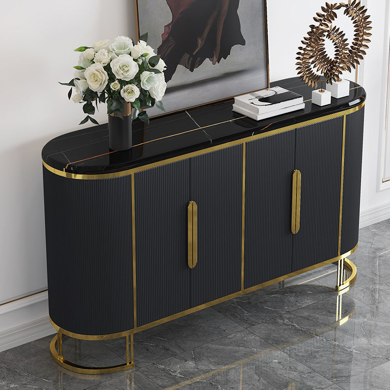 Scheda laterale Glam Credenza Stone Glass con armadi e cassetti