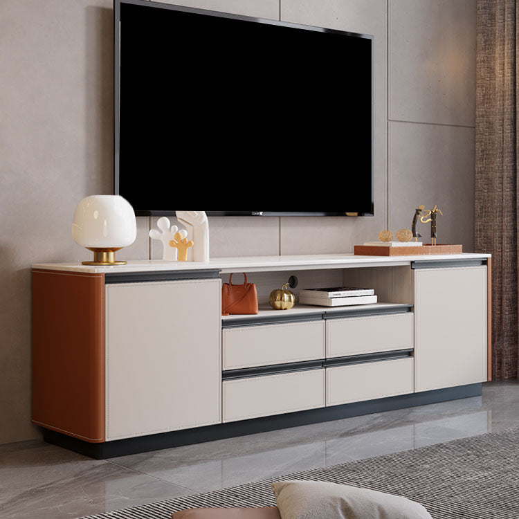 Stone Media Console Contemporary TV Media Stand with 4 Drawers 94"L x 14"W x 24"H Clearhalo 'furn' 'furn_tv_stands_entertainment_centers' 'Furniture' 'Living Room Furniture' 'TV Stands & Entertainment Centers' 'TV Stands & Media Storage Furniture' 'tv_stands_entertainment_centers' 7046608