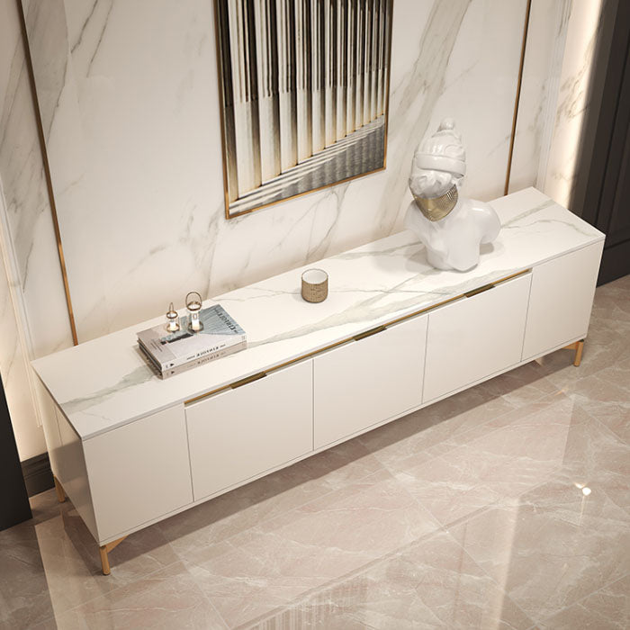 Contemporary TV Media Stand Stone TV Media Console for Living Room 94"L x 16"W x 24"H White Clearhalo 'furn' 'furn_tv_stands_entertainment_centers' 'Furniture' 'Living Room Furniture' 'TV Stands & Entertainment Centers' 'TV Stands & Media Storage Furniture' 'tv_stands_entertainment_centers' 7046675