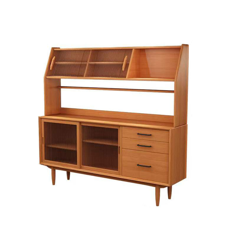 Puertas de vidrio modernas Gabinete de almacenamiento de pino para comedor para comedor