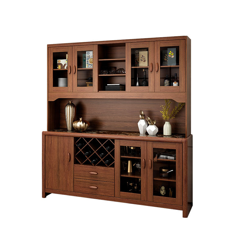 Ultra Modern Rubber Wood Dining Hutch Glass Doors Storage Cabinet with Drawers https: res.litfad.com site img item 2022 12 22 7046785 1200x1200.jpg Upper & Lower Cabinets Clearhalo 'Display & China Cabinets' 'display_china_cabinets' 'furn' 'furn_display_china_cabinets' 'Furniture' 'Kitchen & Dining Furniture' 7046785