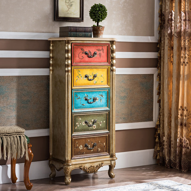 Traditional Storage Chest Solid Wood Dresser with 3/4/5 Drawers , 13.65 Inch Width 28"L x 14"W x 55"H Multi-Color Clearhalo 'Bedroom Furniture' 'Dressers & Chests' 'dressers_chests' 'furn' 'furn_dressers_chests' 'Furniture' 7047197