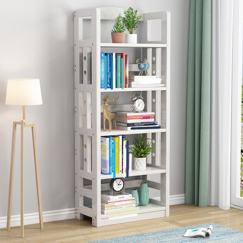 Modern Open Back Standard Bookshelf Wooden Bookcase with Shelves for Study Room 23.6"L x 11.0"W x 62.2"H White Clearhalo 'Bookcases' 'furn' 'furn_bookcases' 'Furniture' 'Office Furniture' 7047697