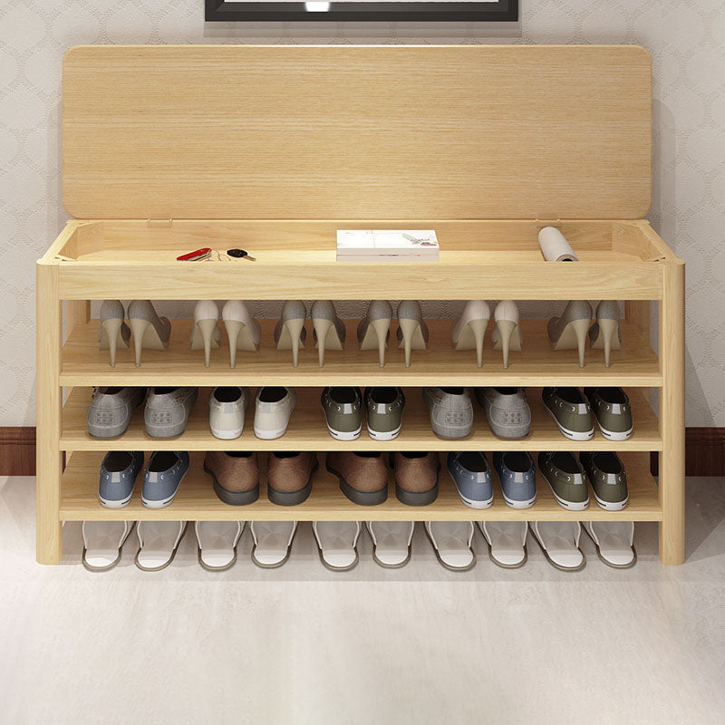 Banc d'entrée moderne banc de sièges en bois avec rangement de chaussures, 14 "largeur