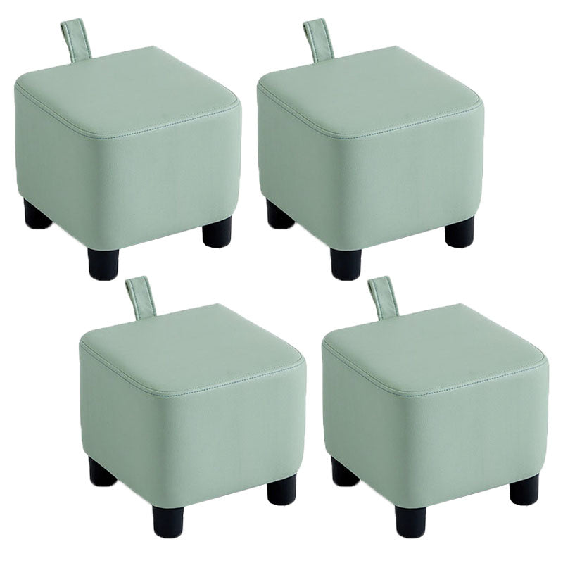 Glam Pouf Ottoman Faux Leather Upholstered Solid Color Square Ottoman with Legs Green 4 Piece Set Clearhalo 'furn' 'furn_ottomans_poufs' 'Furniture' 'Living Room Furniture' 'Ottomans & Poufs' 'ottomans_poufs' 7049330