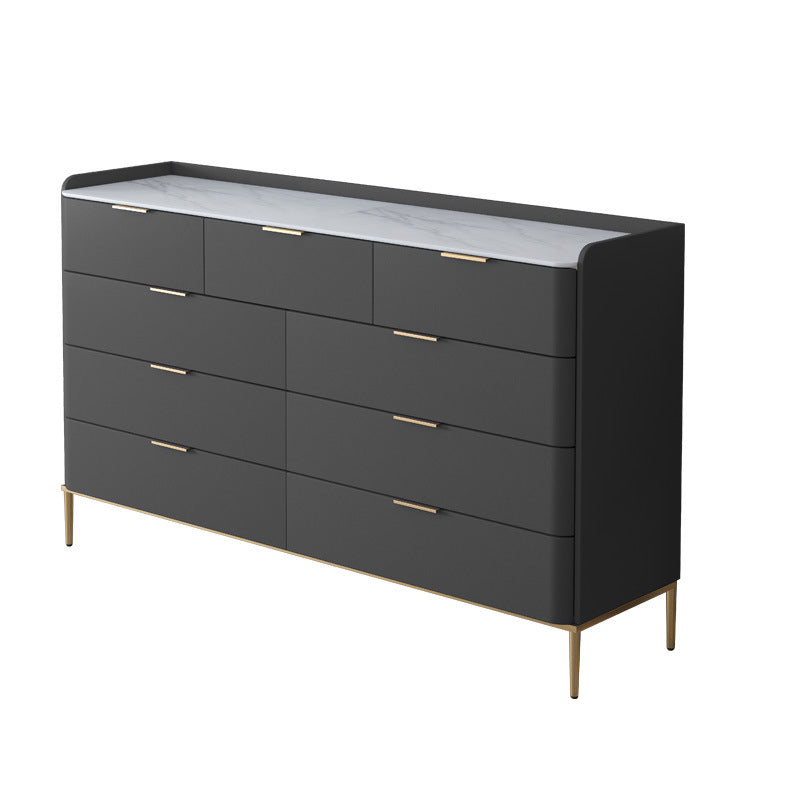 Classic Glam Double Dresser Stone Horizontal Storage Chest for Bedroom