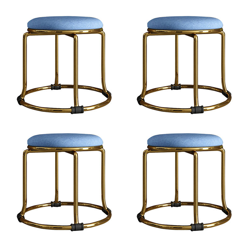 Fabric Standard Stool Modern Style Simple Household Round Stool Linen Blue 4 Piece Set Clearhalo 'furn' 'furn_ottomans_poufs' 'Furniture' 'Living Room Furniture' 'Ottomans & Poufs' 'ottomans_poufs' 7055651