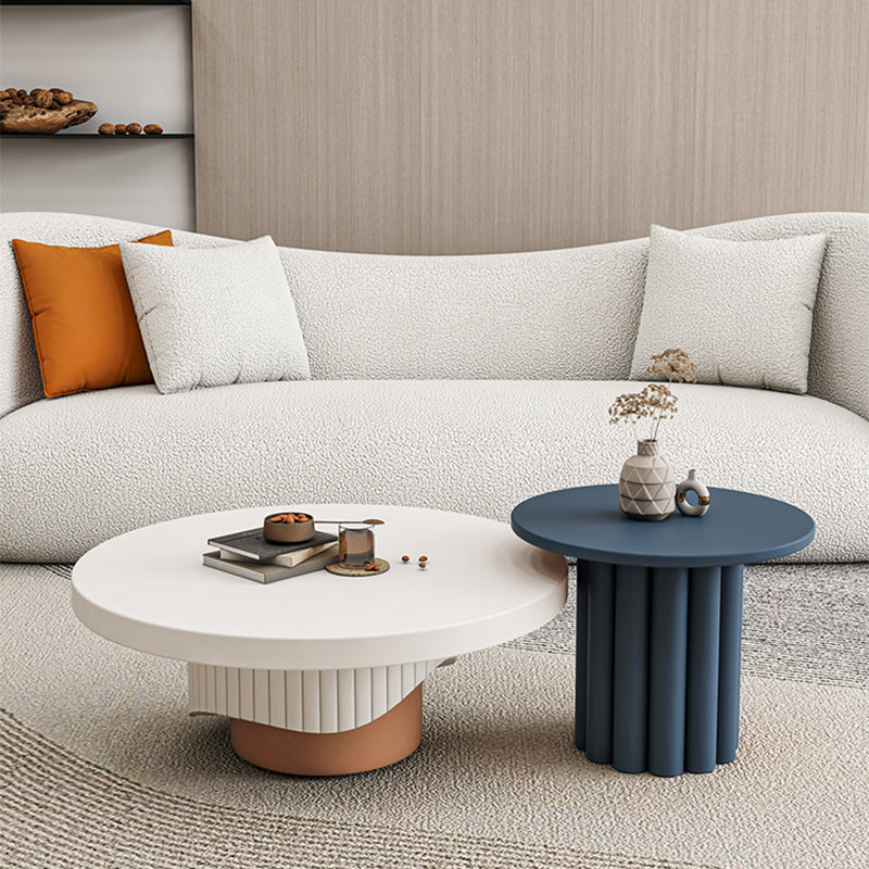 Pedestal Round Coffee Table Set Modern Minimalist Cocktail Table Blue Clearhalo 'Coffee & Accent Tables' 'Coffee Tables' 'coffee_tables' 'furn' 'furn_coffee_tables' 'Furniture' 'Living Room Furniture' 7057589