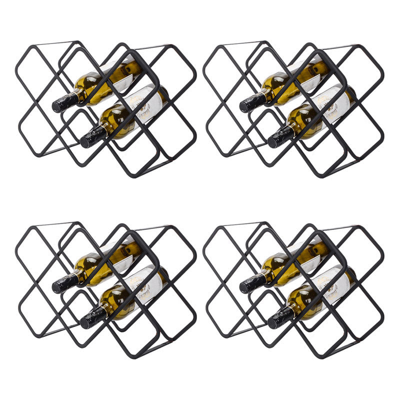 キッチン用のモダンなシンプルなテーブルトップワインラックメタルブラックワインボトルラック
