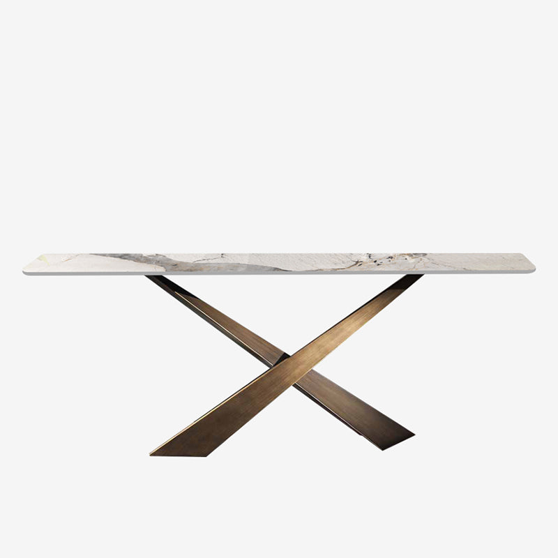 16 inch Wide Modern Accent Table Rectangle Shape Stone Console Table for Hall