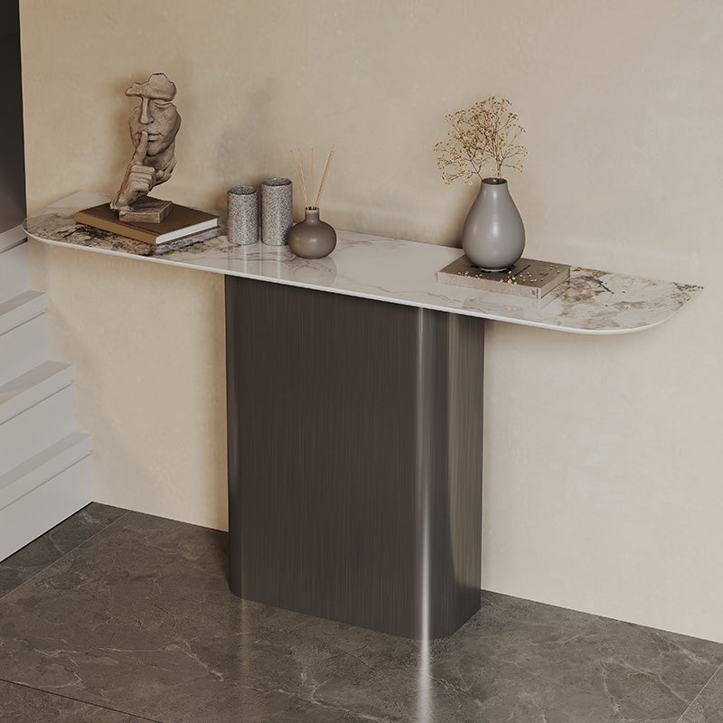 Modern Accent Table Half Moon Shape Metal Console Table for Hall , 14 inch Wide