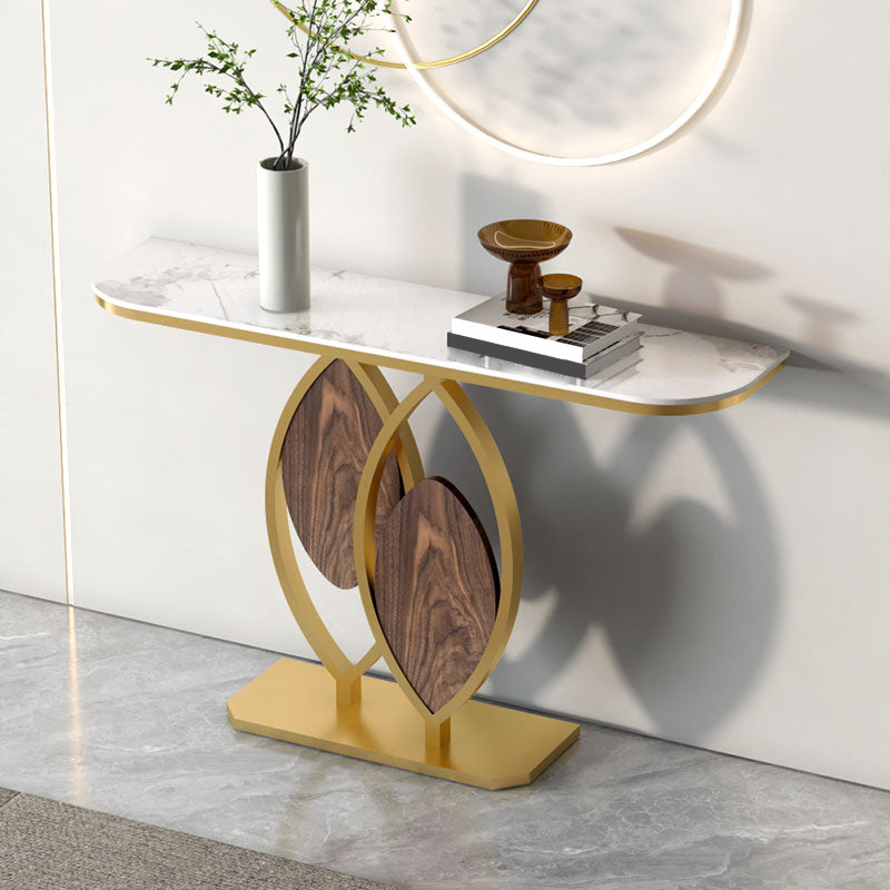 12 inch Wide Modern Accent Table Half Moon Shape Metal Console Table for Hall