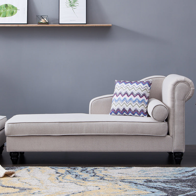 Modern Style Chaise Lounge Couch Solid Color Lounge Chair with Linen Chaise Right-Arm Chaise Clearhalo 'Chairs & Seating' 'Chaise Lounge' 'chaise_lounge' 'furn' 'furn_chaise_lounge' 'Furniture' 'Living Room Furniture' 7066555