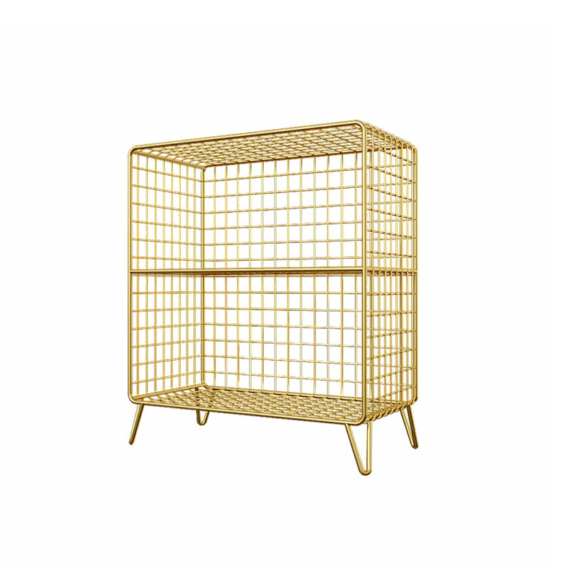 Glam Shelf Bookcase Metal Closed Back Book Shelf for Home Office 24"L x 12"W x 28"H Gold Clearhalo 'Bookcases' 'furn' 'furn_bookcases' 'Furniture' 'Office Furniture' 7067314