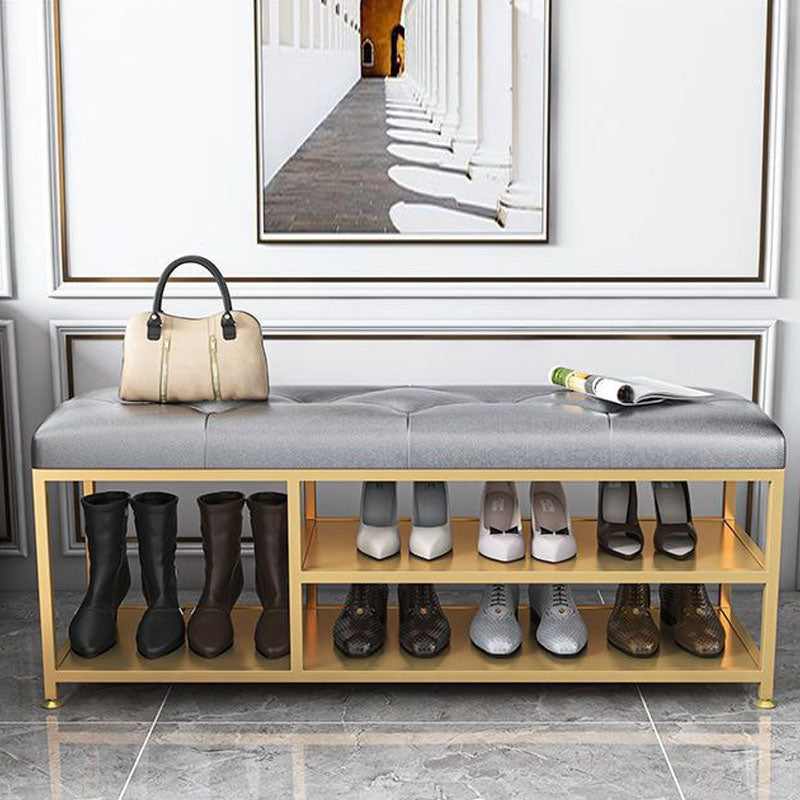 Contemporary Seating Bench Cushioned Metal Entryway Bench , 14-inch Width 55"L x 14"W x 18"H Gray Clearhalo 'Benches' 'Chairs & Seating' 'furn' 'furn_benches' 'Furniture' 'Living Room Furniture' 7067422