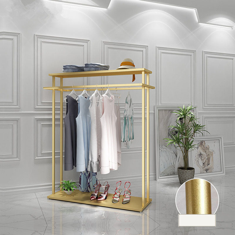 Light Luxury Coat Hanger Entry Hall Tree Iron Standing Coat Rack 31.5"L x 19.7"W x 59.1"H Gold Clearhalo 'Entry & Mudroom Furniture' 'furn' 'furn_hall_tree_coat_racks' 'Furniture' 'Hall Trees & Coat Racks' 'hall_tree_coat_racks' 7067474