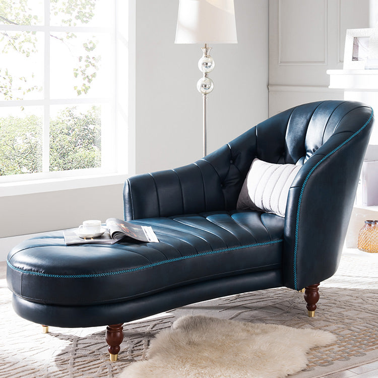 Living Room Chaise Square Arms Modern Leather Upholstered Chaise Lounge Dark Green Right-Arm Chaise Clearhalo 'Chairs & Seating' 'Chaise Lounge' 'chaise_lounge' 'furn' 'furn_chaise_lounge' 'Furniture' 'Living Room Furniture' 7069753