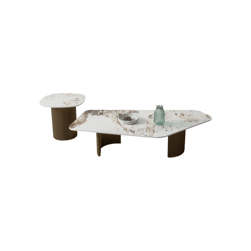Mesa de café superior de pizarra irregular con 2 patas set de mesa de cóctel de 2 piezas modernas