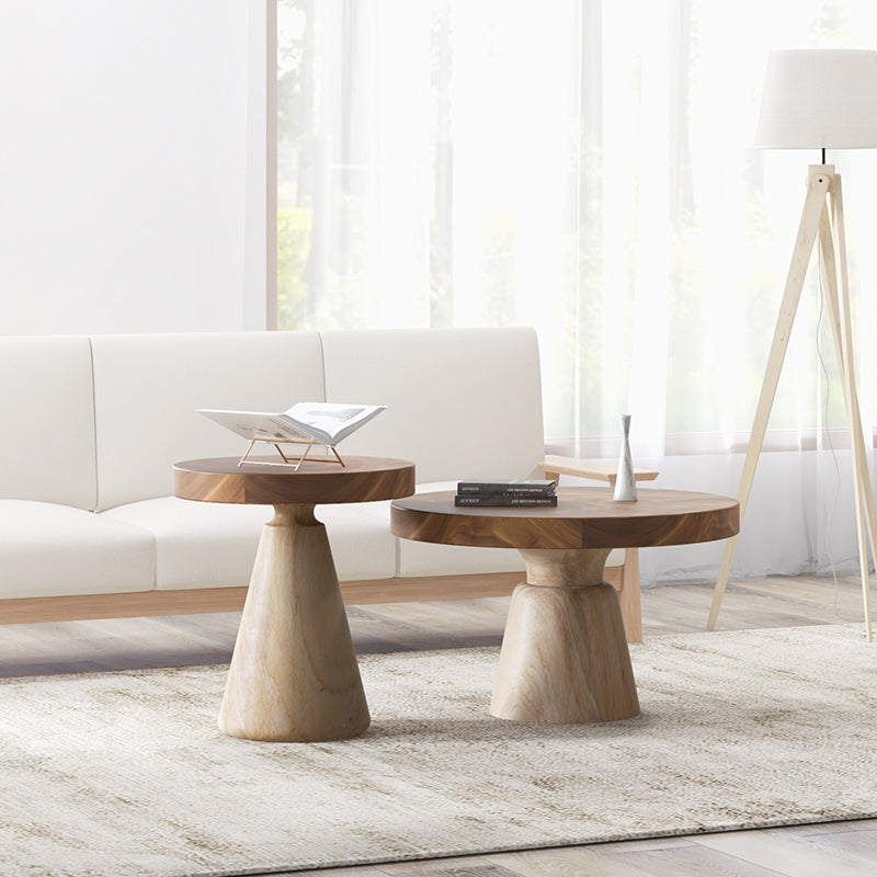 Contemporary Coffee Table Brown Pedestal Coffee Cocktail Table