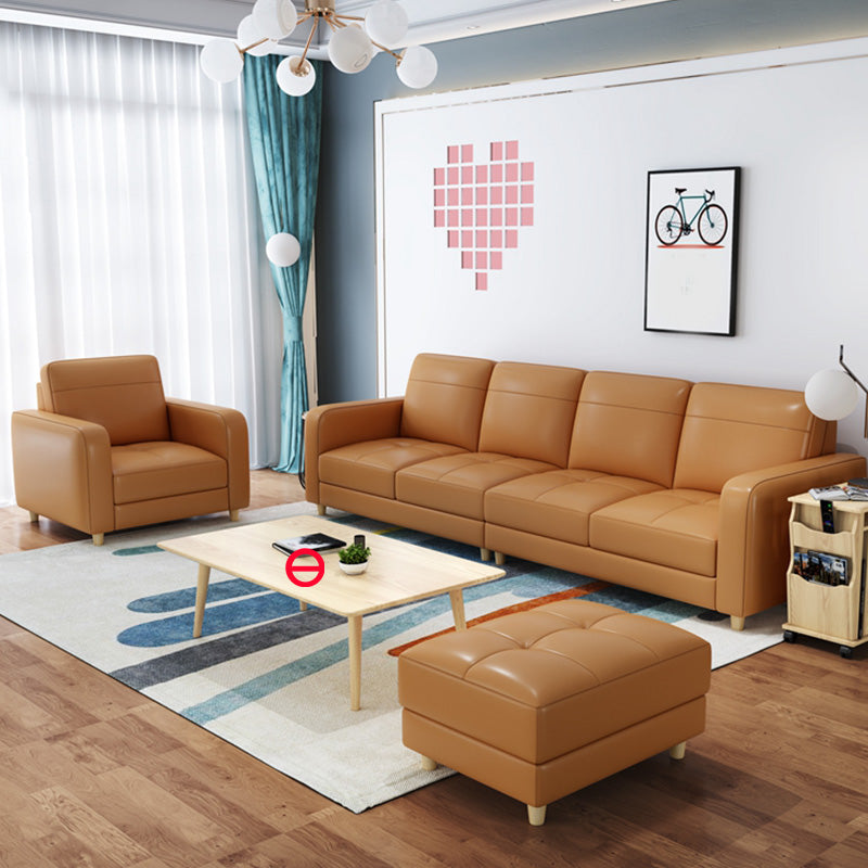 Canapé en cuir de style moderne avec oreillers de boîtier pour le salon