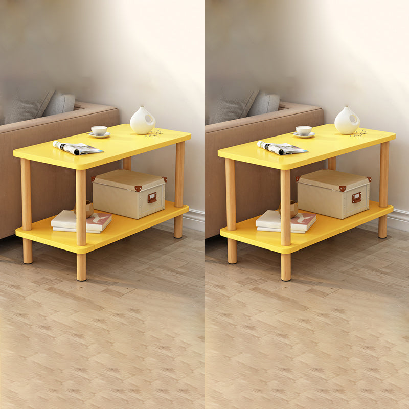 Table d'appoint en bois à double niveau de style moderniste géométrique pour le salon