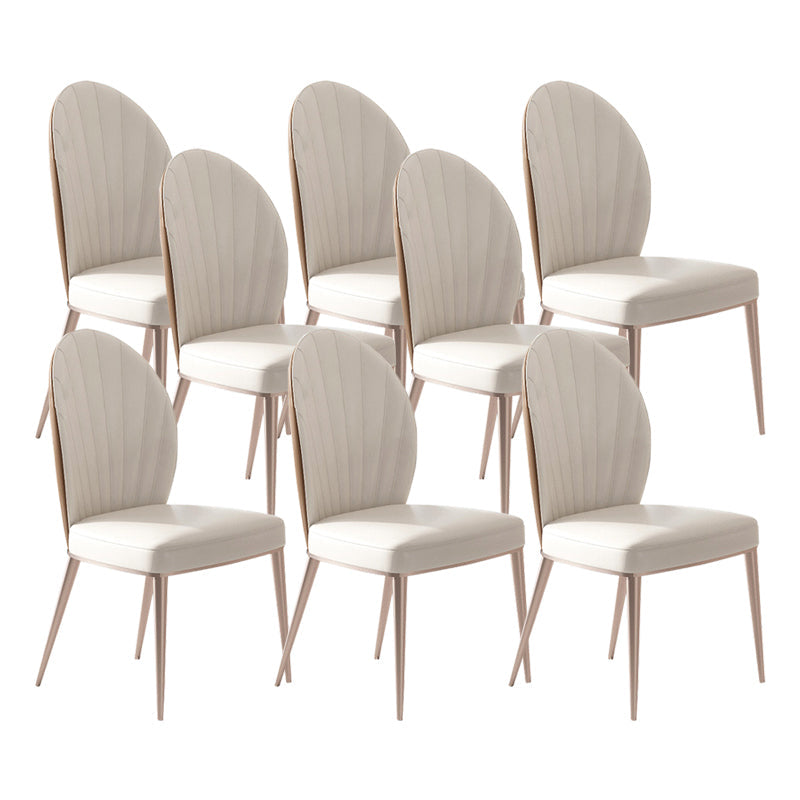 Silla lateral de estilo nórdico silla de comedor de cocina de cuero sintética con base de metal