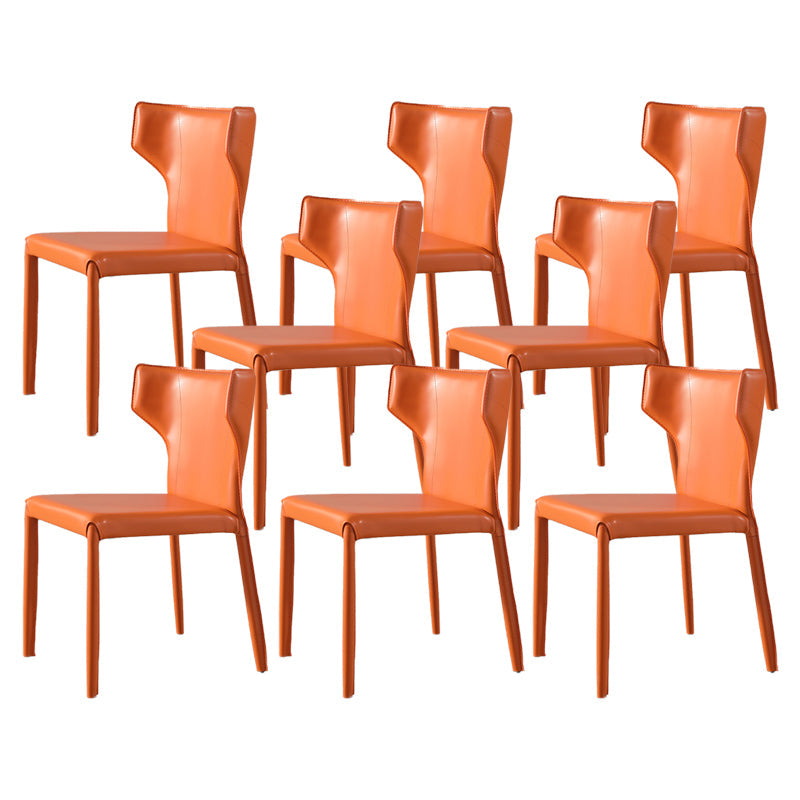 Modern Simple Side Chair Leather Kitchen Dining Chair with Metal Base